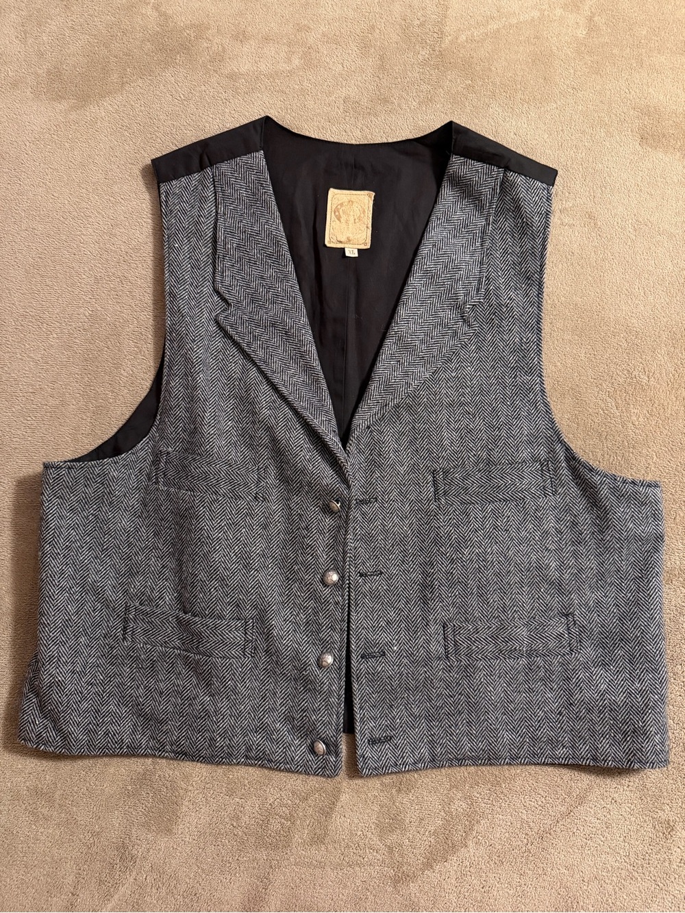 Classic Herringbone Wool Vest - Gray